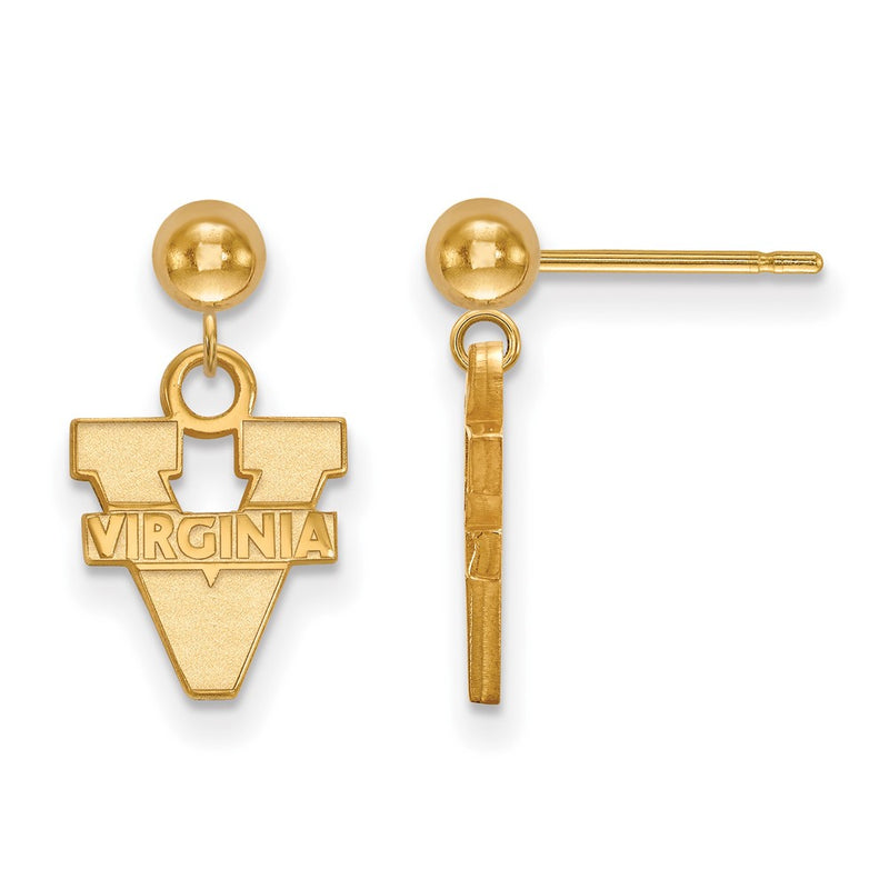 Gold Plated Sterling Silver Logoart University Of Virginia Dangle Ball Post Earrings