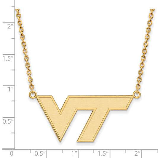10K Yellow Gold Logoart Virginia Tech V T Large Pendant 18 Inch Necklace