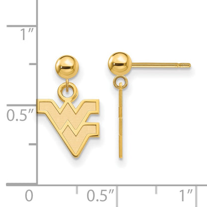 14K Yellow Gold Logoart West Virginia University W V Dangle Ball Post Earrings