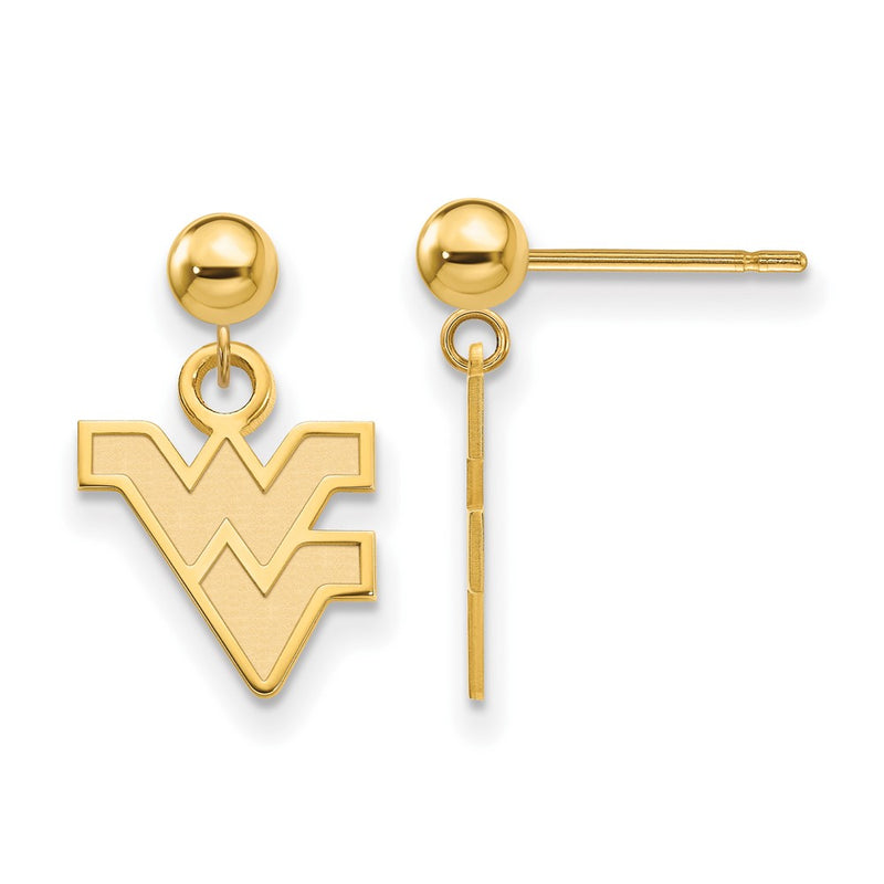 Gold Plated Sterling Silver Logoart West Virginia University W V Dangle Ball Post Earrings