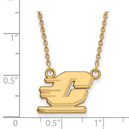Gold Plated Sterling Silver Logoart Central Michigan University Letter C Small Pendant 18 Inch Necklace