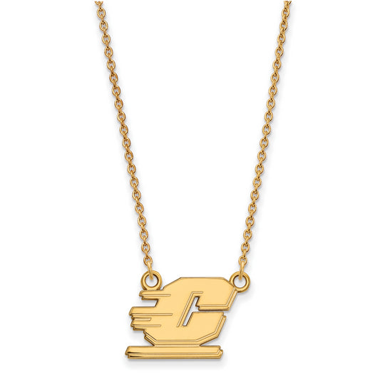 10K Yellow Gold Logoart Central Michigan University Letter C Small Pendant 18 Inch Necklace