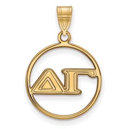 Gold Plated Sterling Silver Logoart Delta Gamma Sorority Greek Letters Medium Circle Pendant