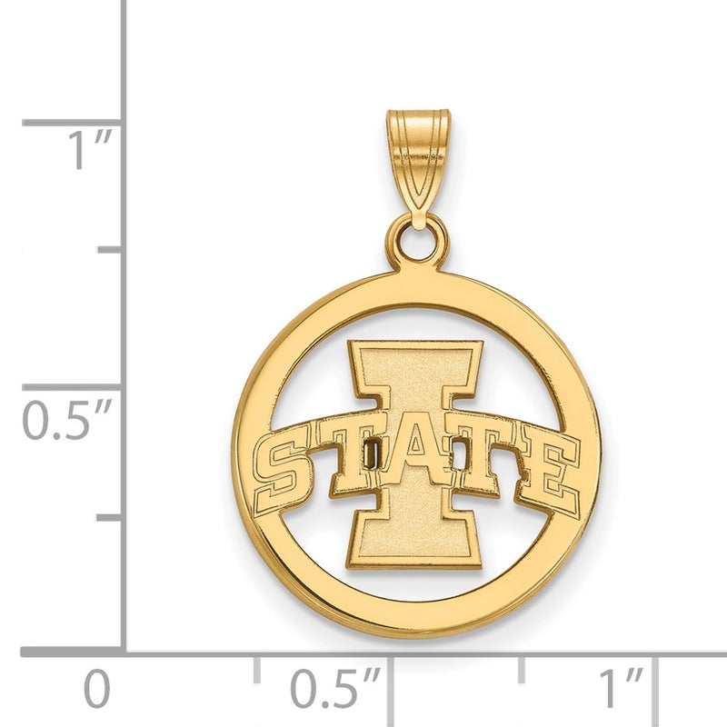 Gold Plated Sterling Silver Logoart Iowa State University Medium Circle Pendant