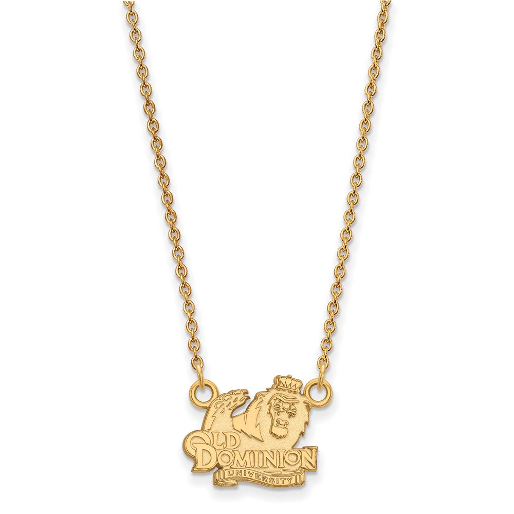 Gold Plated Sterling Silver Logoart Old Dominion University Small Pendant 18 Inch Necklace