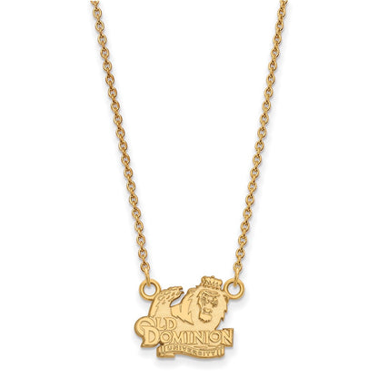 Gold Plated Sterling Silver Logoart Old Dominion University Small Pendant 18 Inch Necklace
