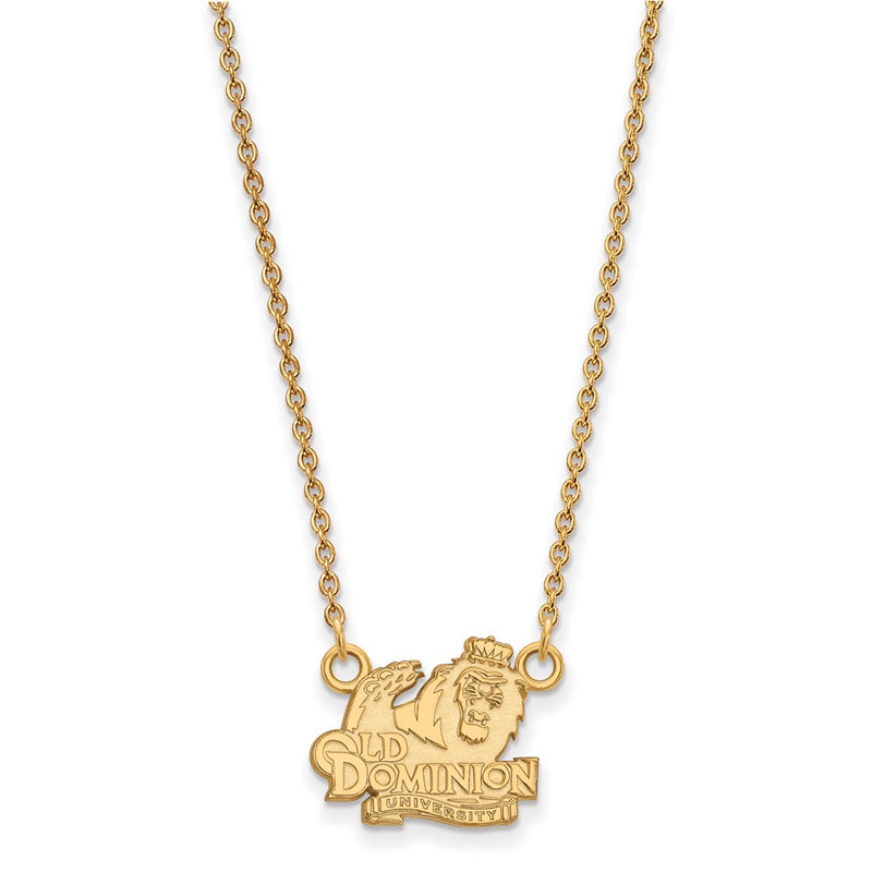 Gold Plated Sterling Silver Logoart Old Dominion University Small Pendant 18 Inch Necklace