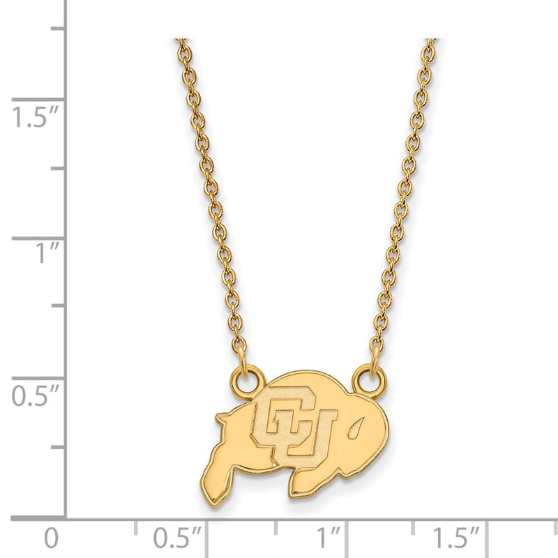 Gold Plated Sterling Silver Logoart University Of Colorado Buffalo Small Pendant 18 Inch Necklace