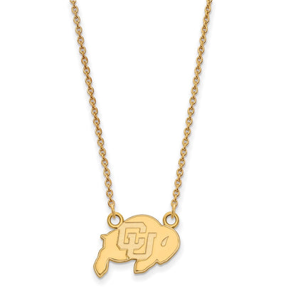 14K Yellow Gold Logoart University Of Colorado Buffalo Small Pendant 18 Inch Necklace