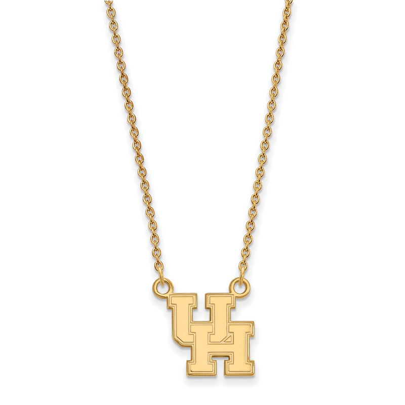 Gold Plated Sterling Silver Logoart University Of Houston U H Small Pendant 18 Inch Necklace