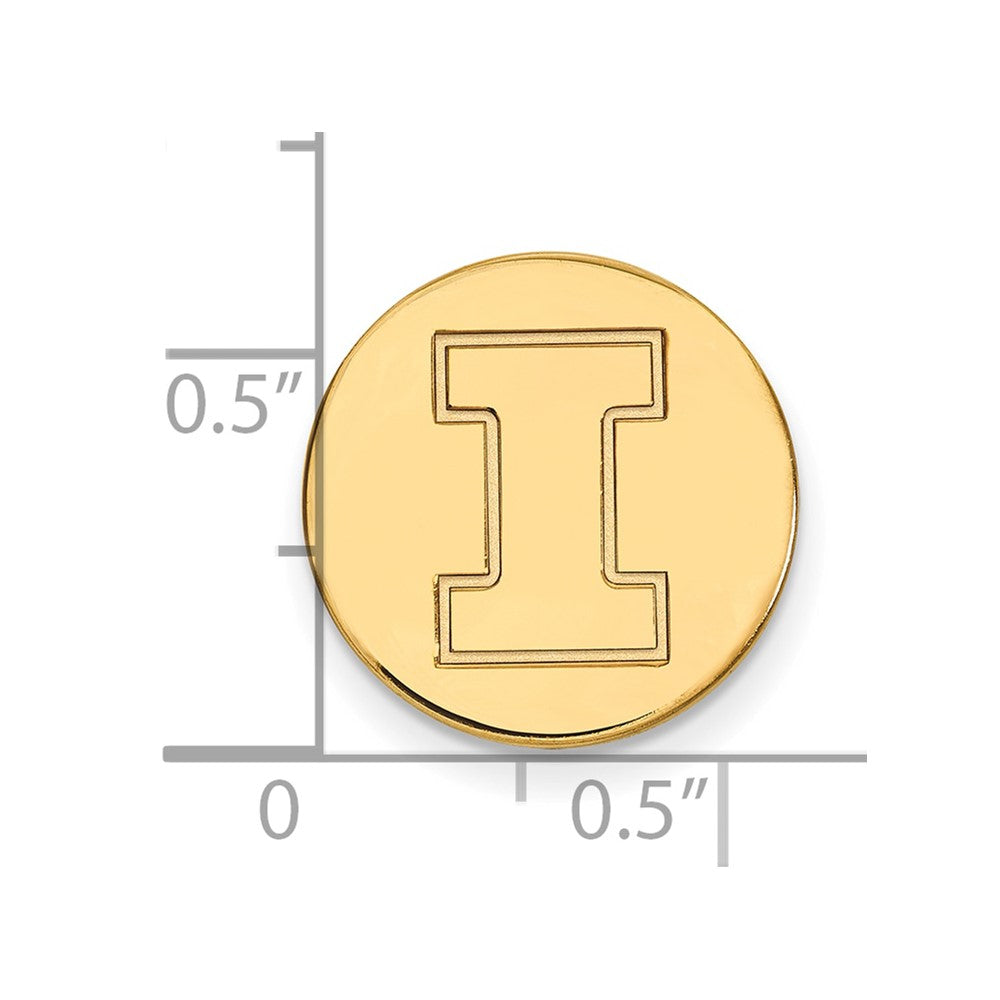14K Yellow Gold Gold LogoArt University of Illinois Letter I Lapel Pin