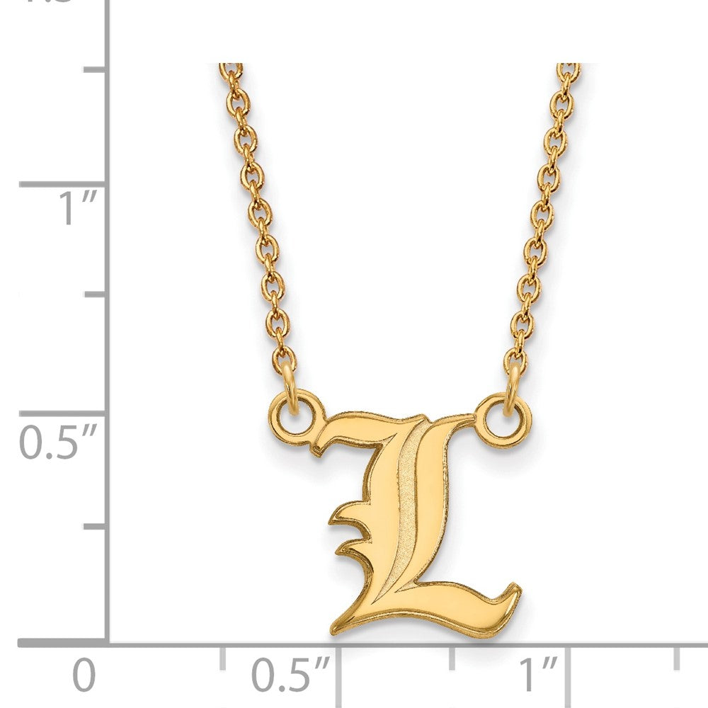 Gold Plated Sterling Silver Logoart University Of Louisville Letter L Small Pendant 18 Inch Necklace