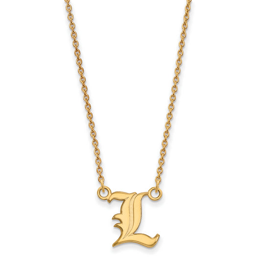10K Yellow Gold Logoart University Of Louisville Letter L Small Pendant 18 Inch Necklace
