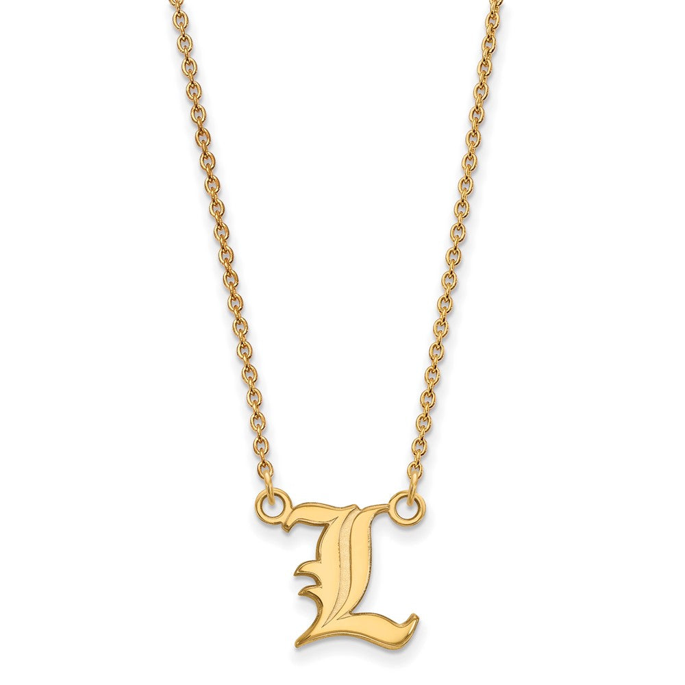 10K Yellow Gold Logoart University Of Louisville Letter L Small Pendant 18 Inch Necklace