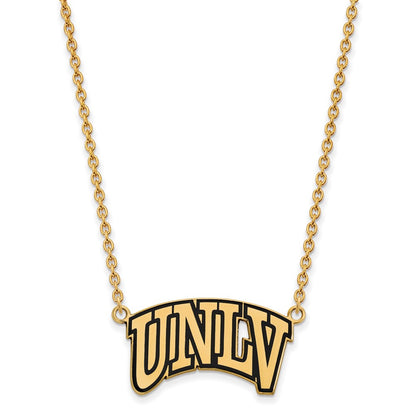 Gold Plated Sterling Silver Logoart University Of Nevada Las Vegas U N L V Large Enameled Pendant 18 Inch Necklace