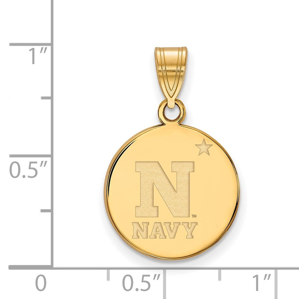 Gold Plated Sterling Silver Logoart Us Naval Academy Medium Disc Pendant