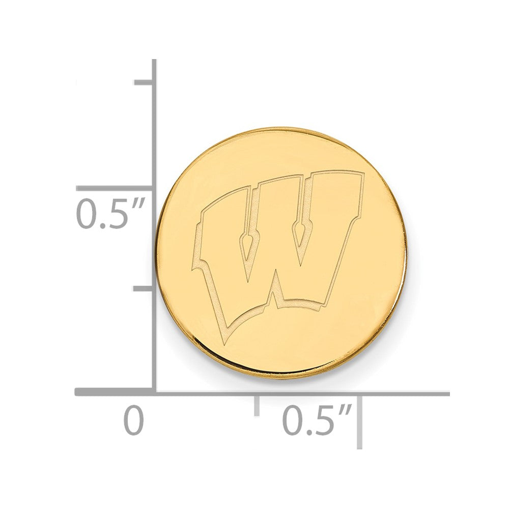 14K Yellow Gold Gold LogoArt University of Wisconsin Letter W Lapel Pin