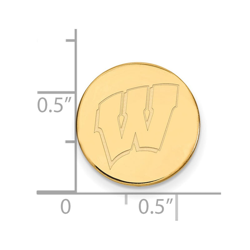 14K Yellow Gold Gold LogoArt University of Wisconsin Letter W Lapel Pin
