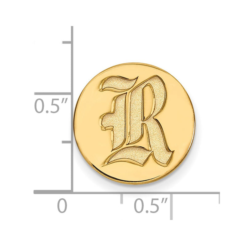 14K Yellow Gold Gold LogoArt Rice University Letter R Lapel Pin
