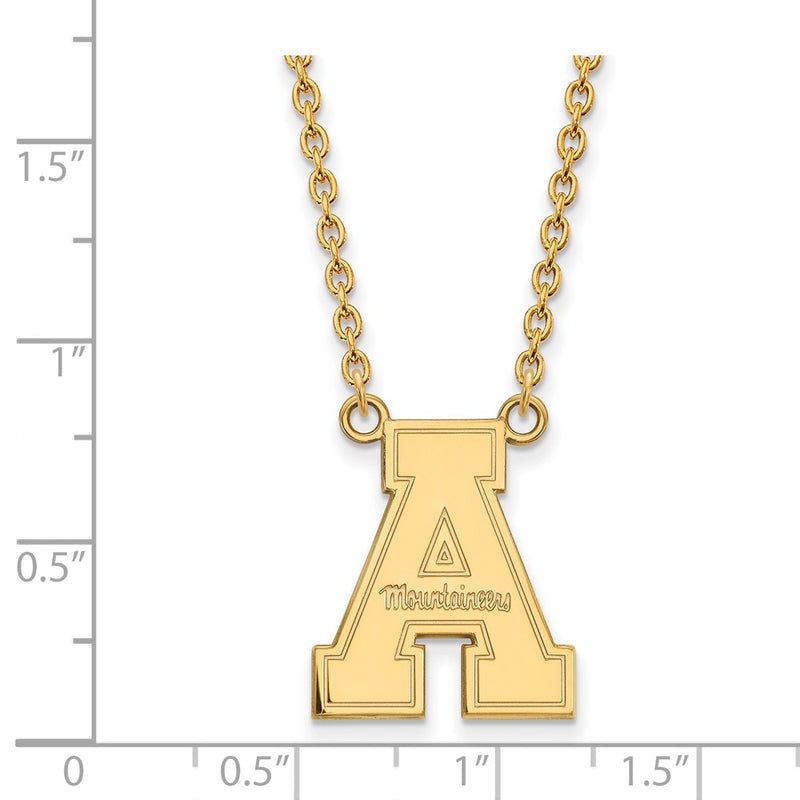 Gold Plated Sterling Silver Logoart Appalachian State University Large Pendant 18 Inch Necklace