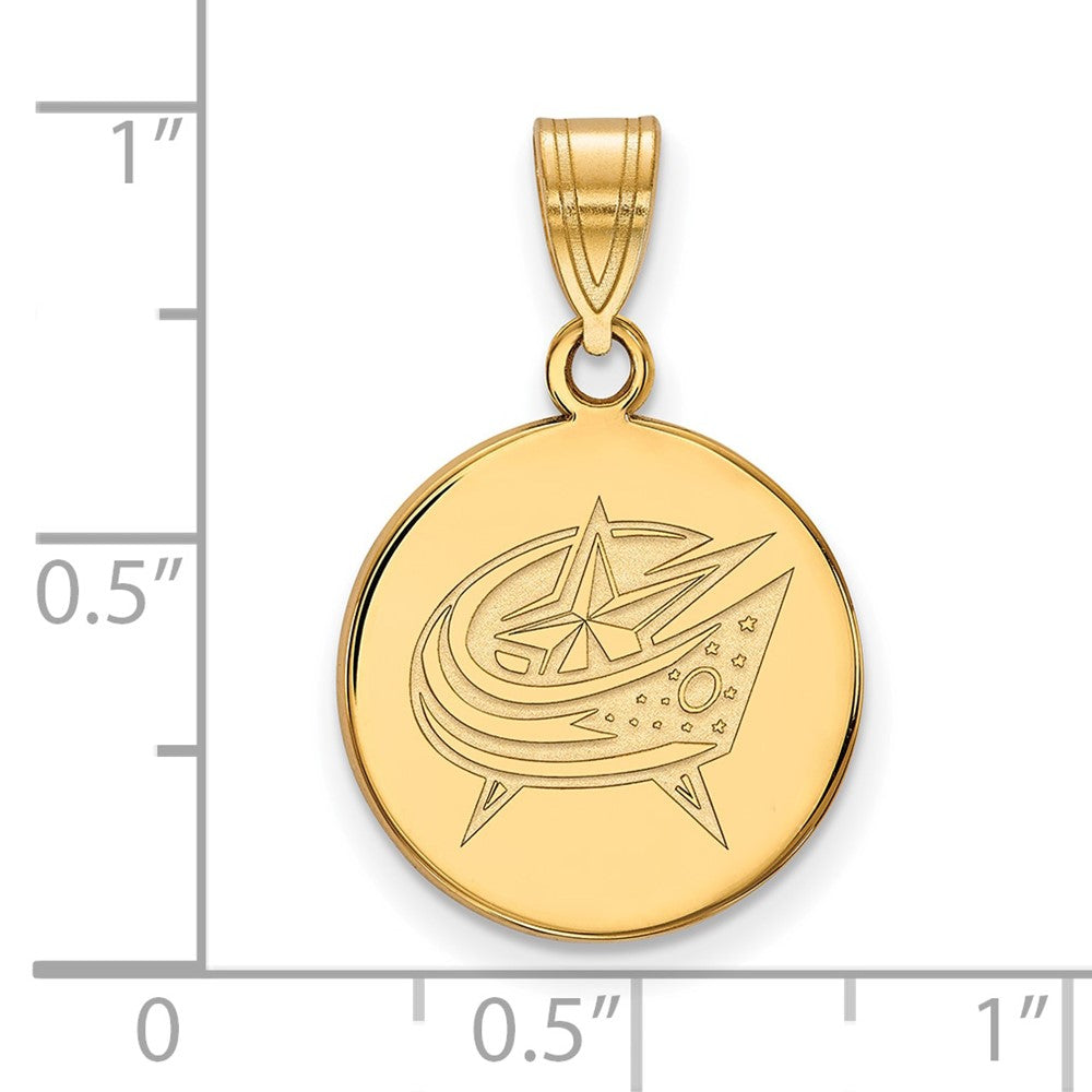 14K Yellow Gold Nhl Logoart Columbus Blue Jackets Medium Disc Pendant