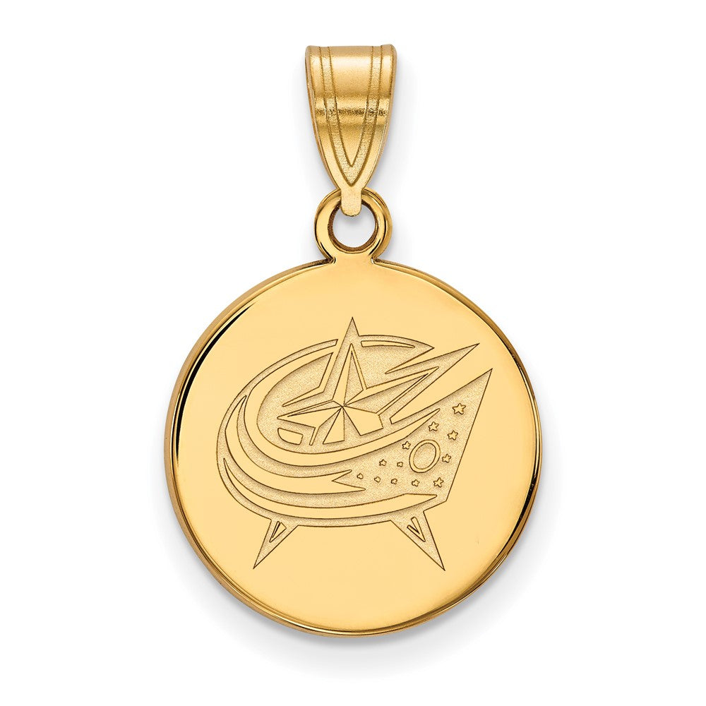 14K Yellow Gold Nhl Logoart Columbus Blue Jackets Medium Disc Pendant