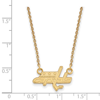Gold Plated Sterling Silver Nhl Logoart Washington Capitals Small Pendant 18 Inch Necklace