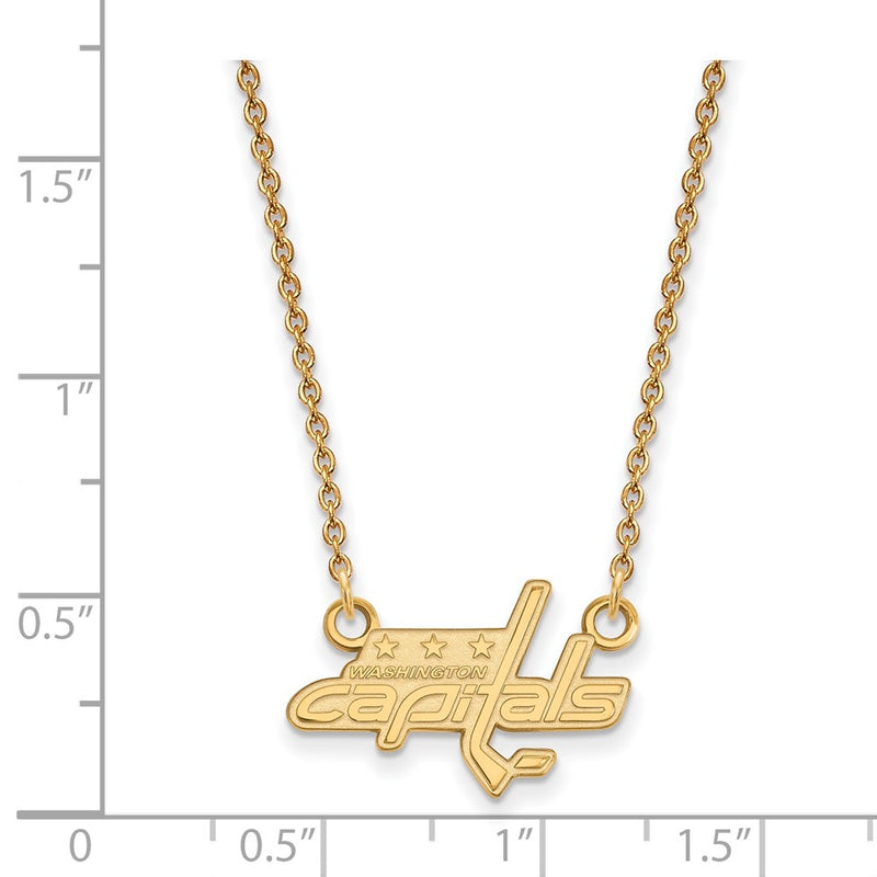 Gold Plated Sterling Silver Nhl Logoart Washington Capitals Small Pendant 18 Inch Necklace