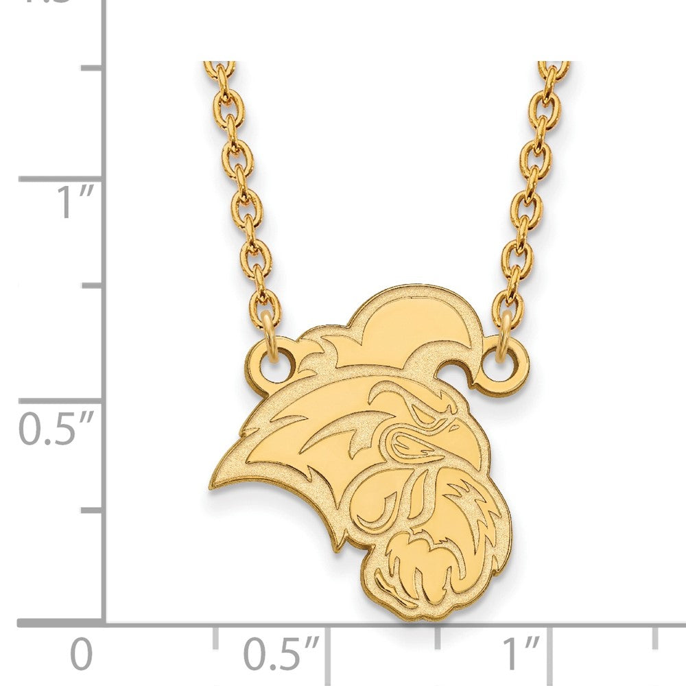 Gold Plated Sterling Silver Logoart Coastal Carolina University Chanticleer Large Pendant 18 Inch Necklace