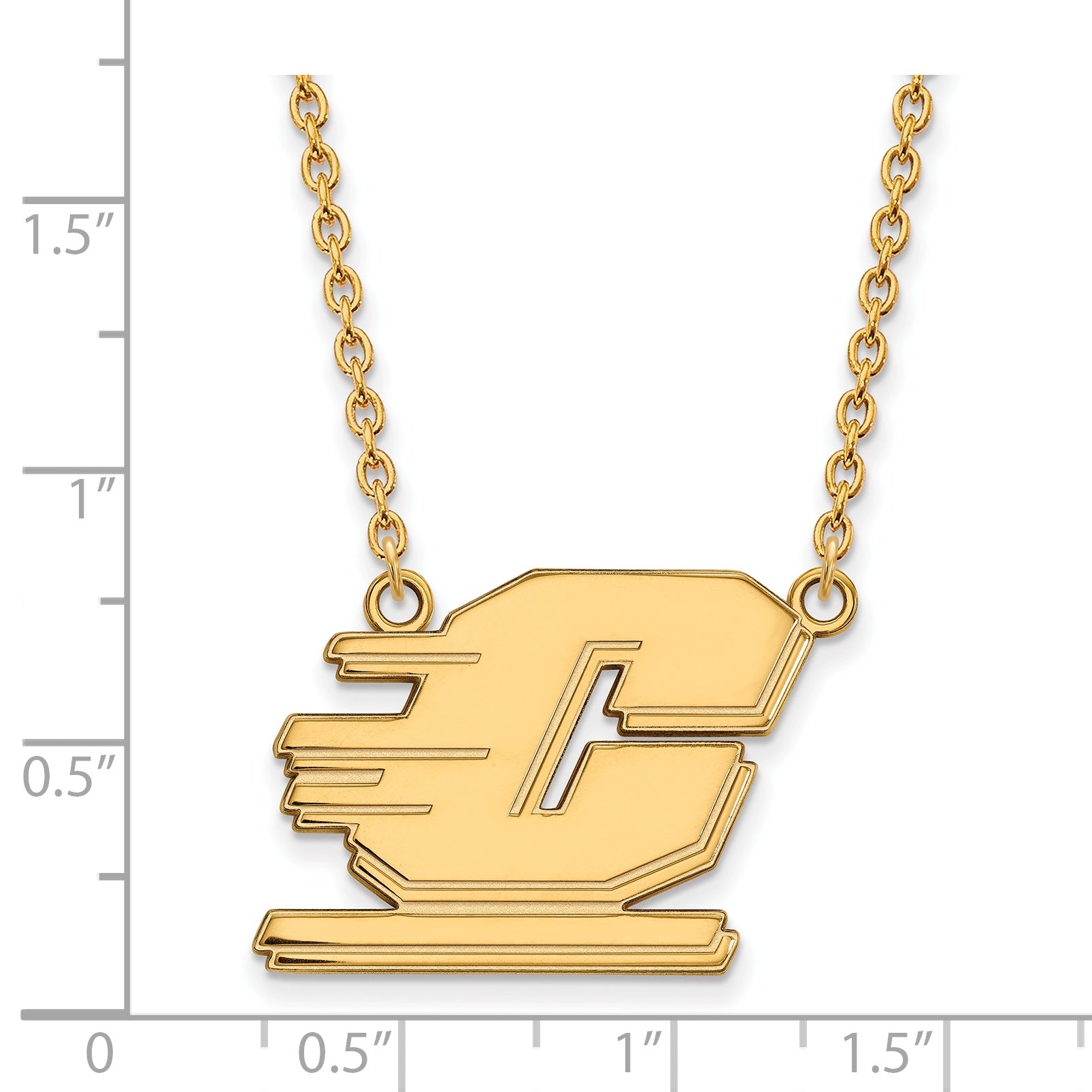10K Yellow Gold Logoart Central Michigan University Letter C Large Pendant 18 Inch Necklace
