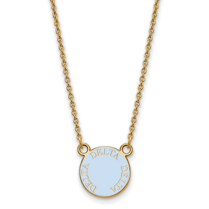 Gold Plated Sterling Silver Logoart Delta Sorority Text Small Color Enamel Pendant 18 Inch Necklace