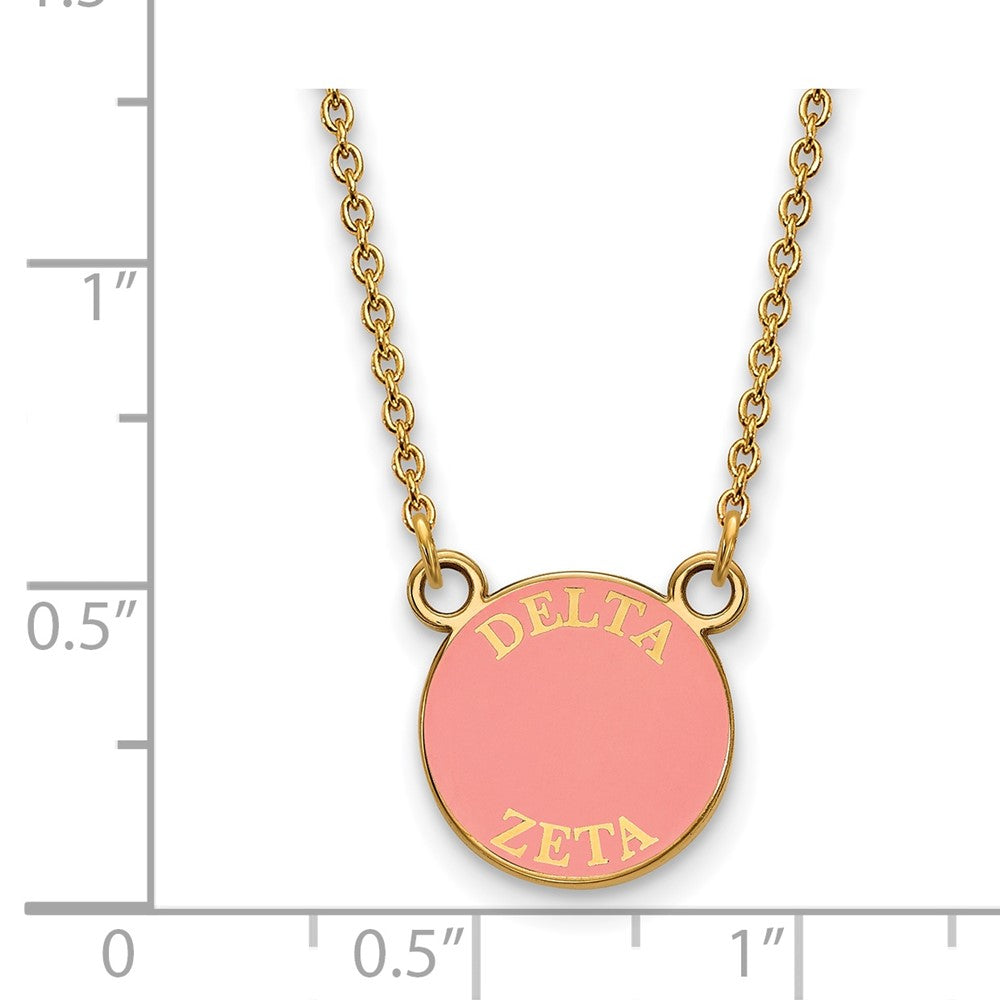 Gold Plated Sterling Silver Logoart Delta Zeta Sorority Text Small Color Enamel Pendant 18 Inch Necklace