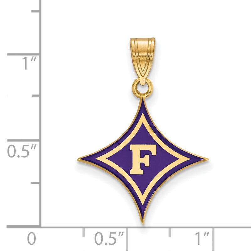 Gold Plated Sterling Silver Logoart Furman University Large Enameled Pendant