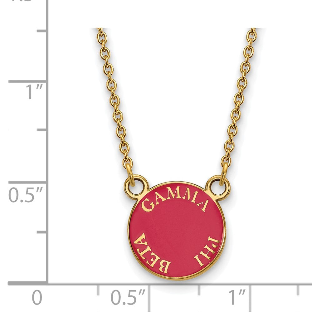 Gold Plated Sterling Silver Logoart Gamma Phi Beta Sorority Text Small Color Enamel Pendant 18 Inch Necklace