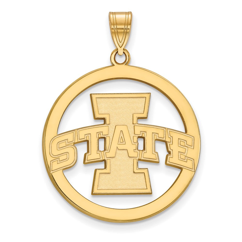 Gold Plated Sterling Silver Logoart Iowa State University Extra Large Circle Pendant