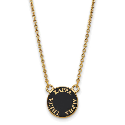 Gold Plated Sterling Silver Logoart Kappa Alpha Theta Sorority Text Small Color Enamel Pendant 18 Inch Necklace