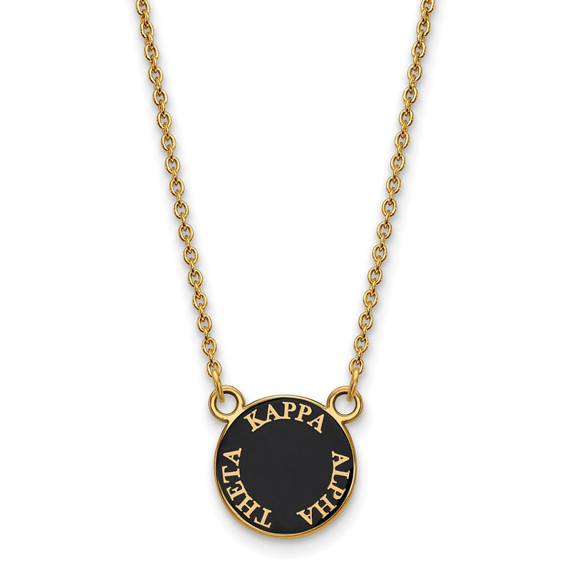 Gold Plated Sterling Silver Logoart Kappa Alpha Theta Sorority Text Small Color Enamel Pendant 18 Inch Necklace