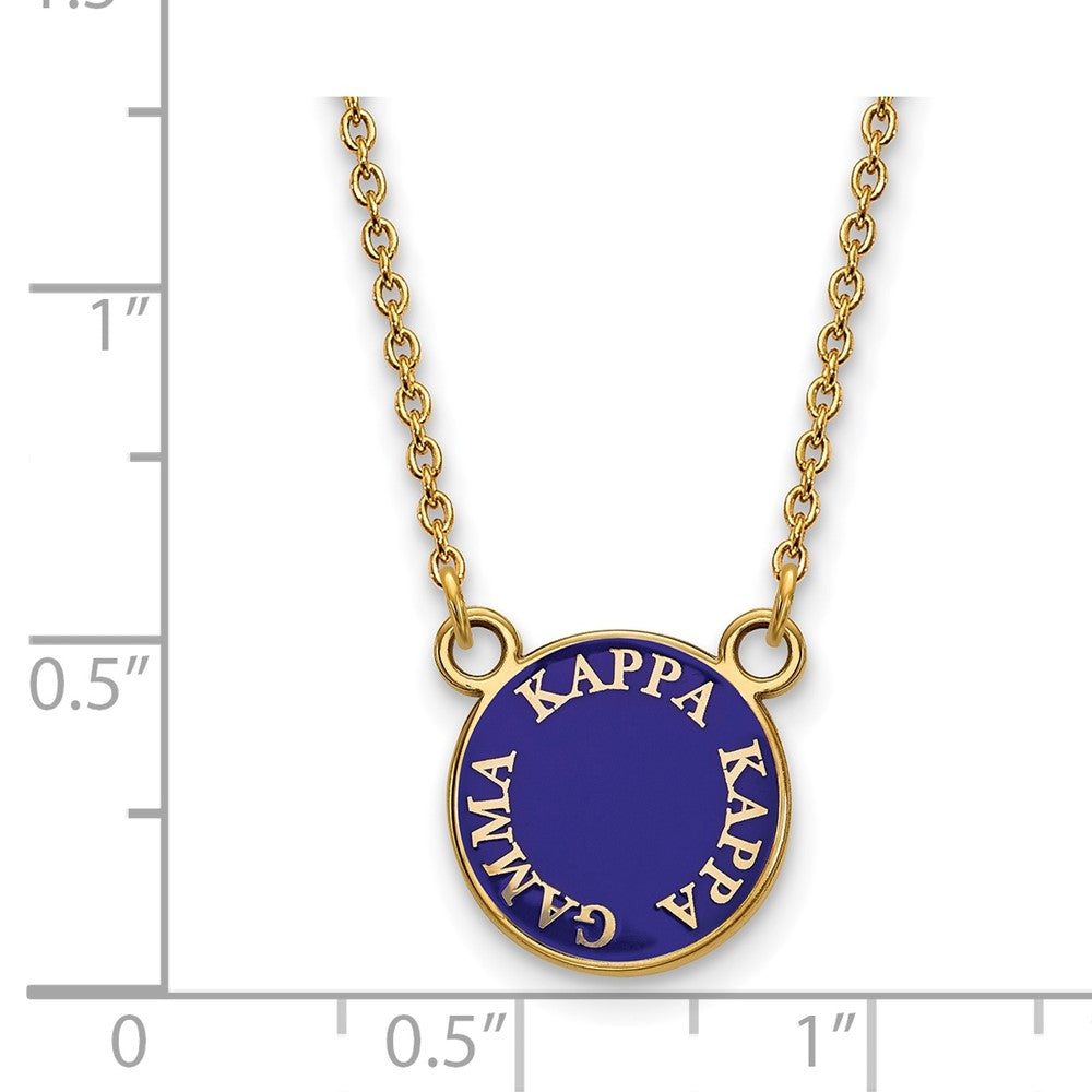 Gold Plated Sterling Silver Logoart Kappa Gamma Sorority Text Small Color Enamel Pendant 18 Inch Necklace