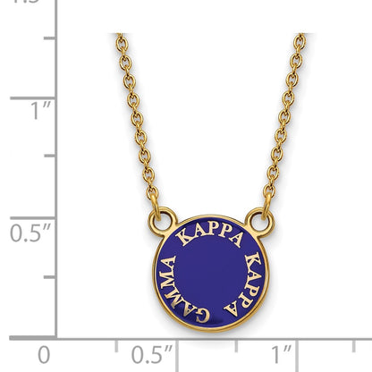 Gold Plated Sterling Silver Logoart Kappa Gamma Sorority Text Small Color Enamel Pendant 18 Inch Necklace