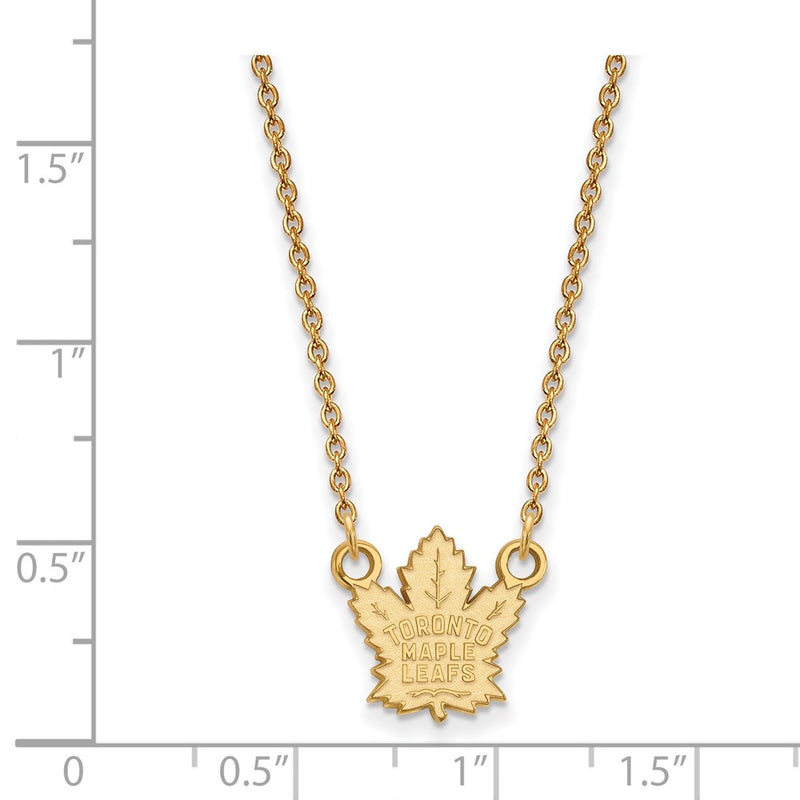 Gold Plated Sterling Silver Nhl Logoart Toronto Maple Leafs Small Pendant 18 Inch Necklace