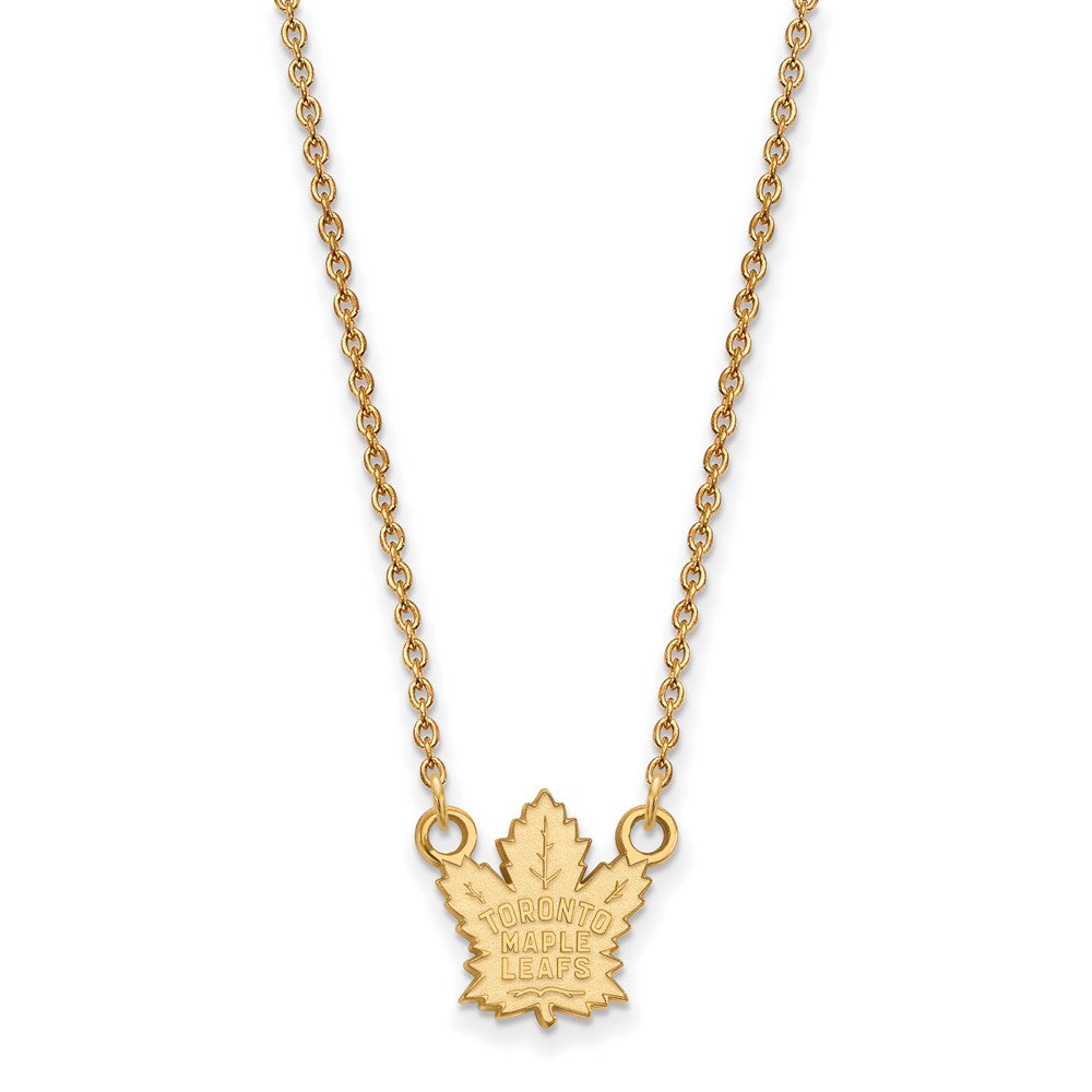 14K Yellow Gold Nhl Logoart Toronto Maple Leafs Small Pendant 18 Inch Necklace