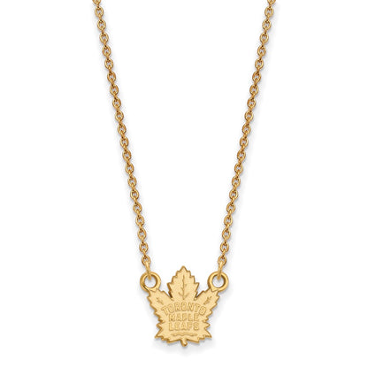 14K Yellow Gold Nhl Logoart Toronto Maple Leafs Small Pendant 18 Inch Necklace