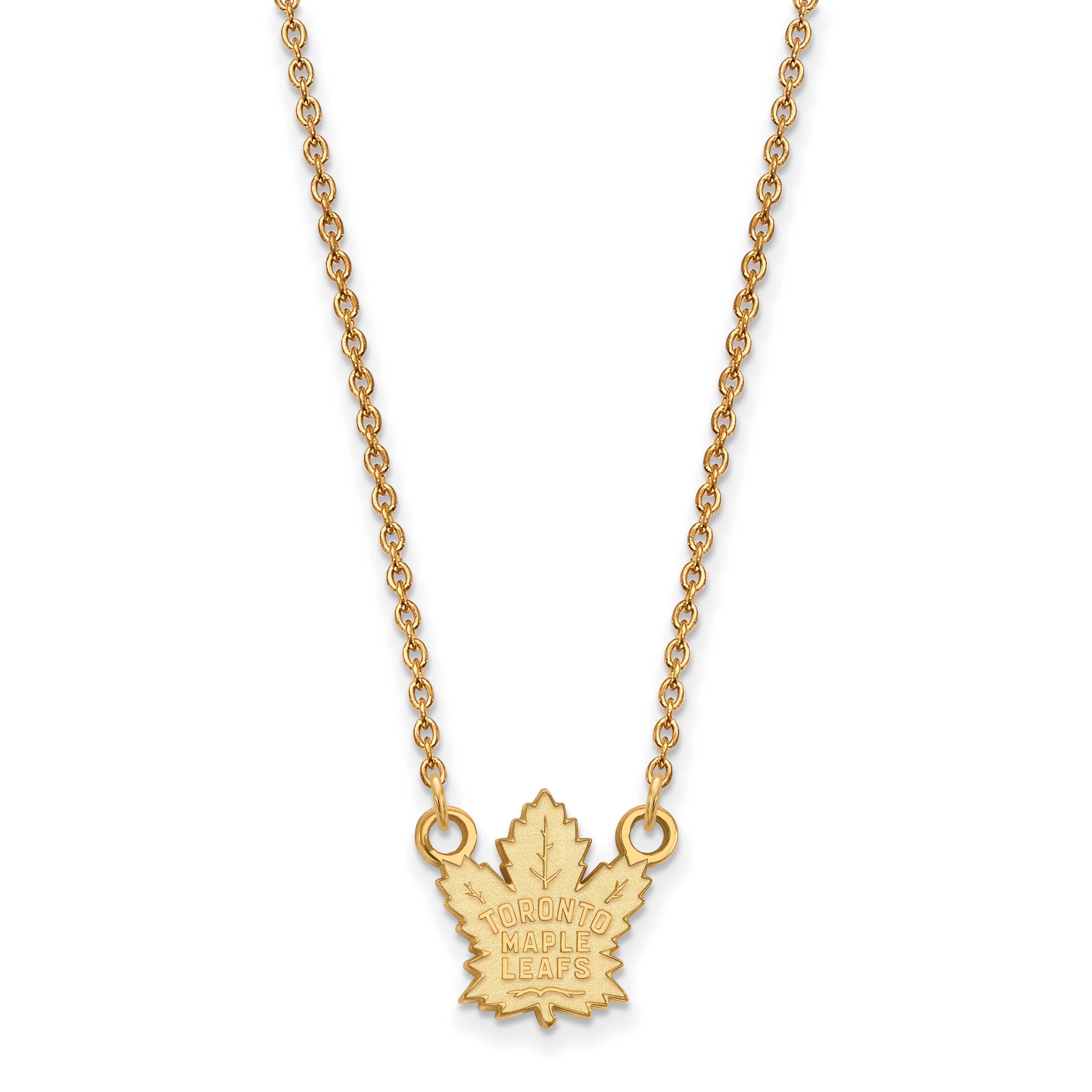 10K Yellow Gold Nhl Logoart Toronto Maple Leafs Small Pendant 18 Inch Necklace