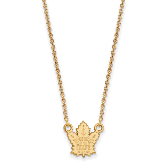 10K Yellow Gold Nhl Logoart Toronto Maple Leafs Small Pendant 18 Inch Necklace