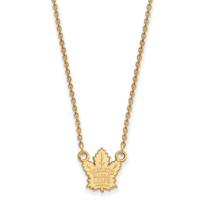Gold Plated Sterling Silver Nhl Logoart Toronto Maple Leafs Small Pendant 18 Inch Necklace