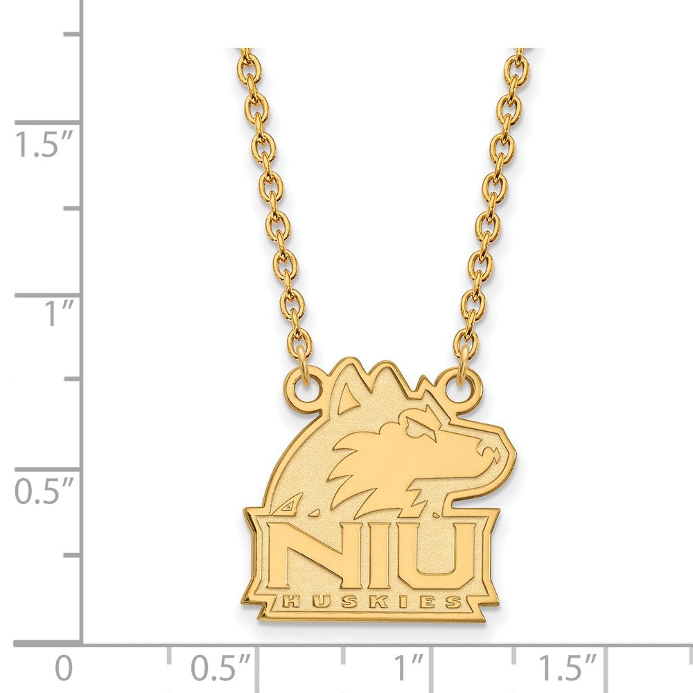 Gold Plated Sterling Silver Logoart Northern Illinois University N I U Huskies Medium Pendant 18 Inch Necklace