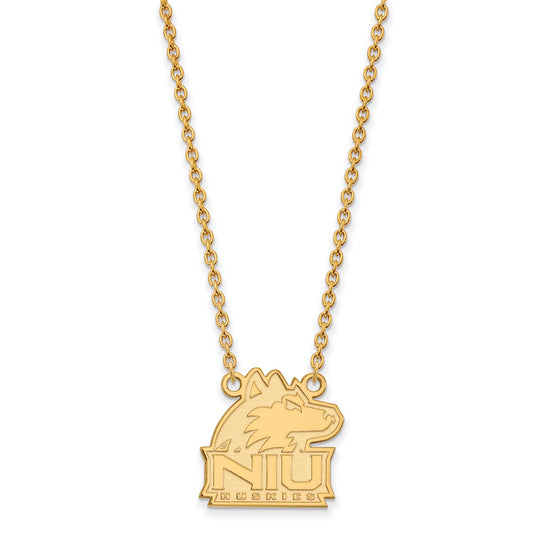 10K Yellow Gold Logoart Northern Illinois University N I U Huskies Medium Pendant 18 Inch Necklace