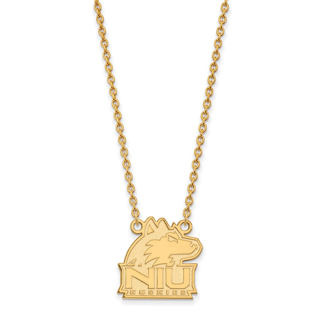 Gold Plated Sterling Silver Logoart Northern Illinois University N I U Huskies Medium Pendant 18 Inch Necklace