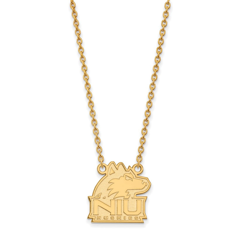 Gold Plated Sterling Silver Logoart Northern Illinois University N I U Huskies Medium Pendant 18 Inch Necklace