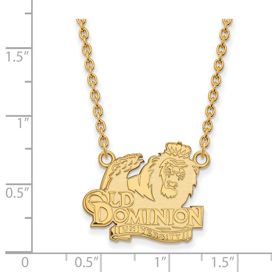 10K Yellow Gold Logoart Old Dominion University Large Pendant 18 Inch Necklace